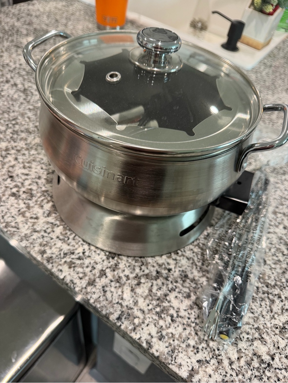 Cuisinart Brushed Stainless Steel Fondue Set with Glass Lid